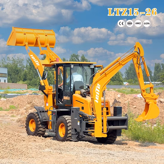 格安 4WD ミニローダー多機能小型ガーデントラクターバックホーローダー掘削機ローダーバックホー販売用アタッチメント付き建設機械